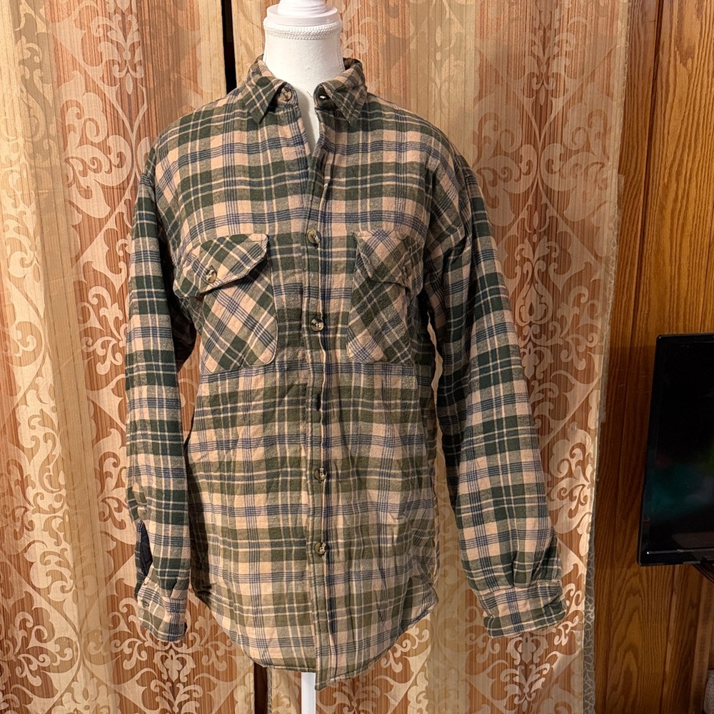 Ozark Trail Green and Tan Plaid Shirt Jacket